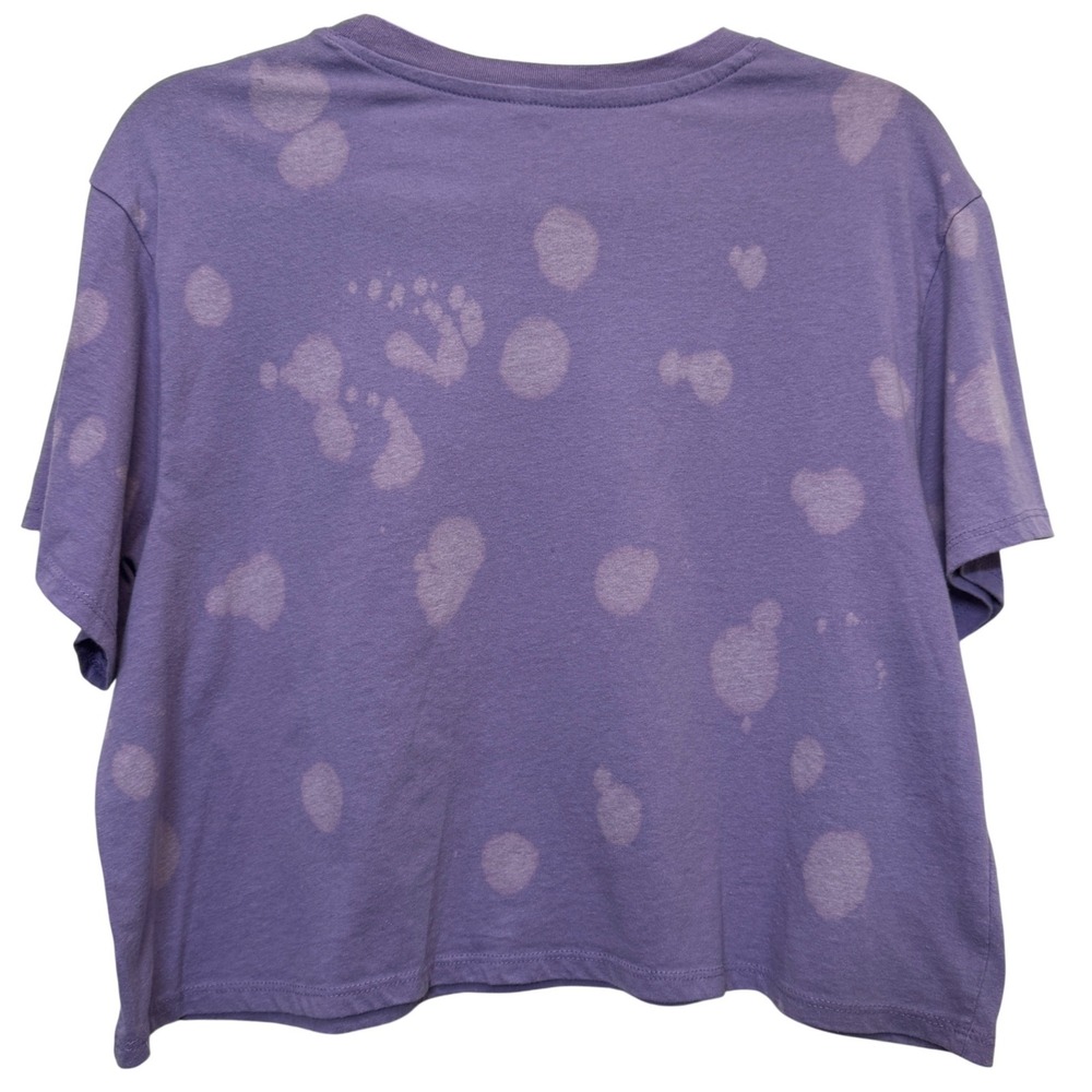 NBA Womens Lakers Cropped T-Shirt L Purple Bleach Wash Graphic Sporty Streetwear - Picture 2 of 6